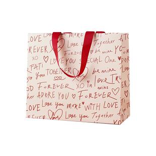 恋恋手记手写英文礼品袋礼袋手提袋情人节新年结婚生日礼物包装袋