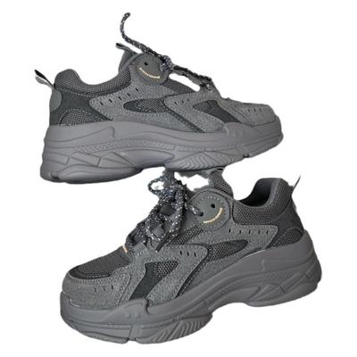 男款春秋厚底增高情侣真皮老爹鞋