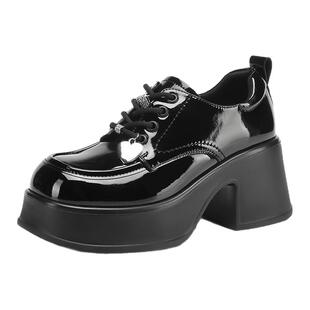 星期六真皮厚底乐福鞋女2025秋季新款松糕粗跟单鞋英伦风小皮鞋子