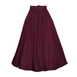 弥爱原创《华尔兹》加厚羊毛呢赫本法式复古高腰大摆半身裙伞裙