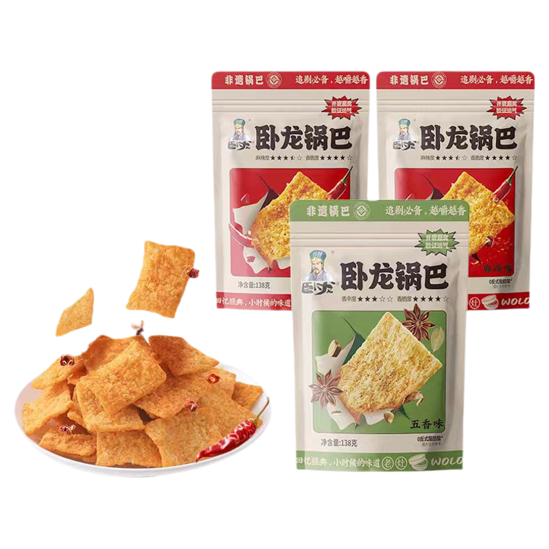 卧龙五香麻辣锅巴3袋装解馋