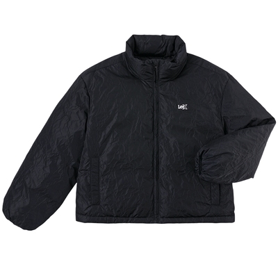 Lee25秋冬新品舒适版立领裂纹图案小Logo徽标黑色女羽绒服休闲潮
