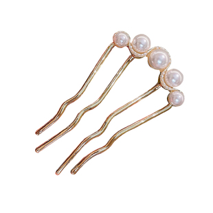 盘发神器气质U型珍珠发簪2025新款后脑勺丸子头插梳发钗簪子头饰