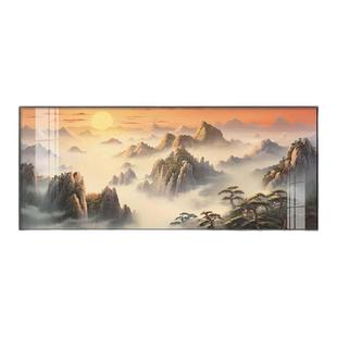 日出东方客厅东墙挂画办公室沙发背景墙装饰画有山无水靠山图壁画