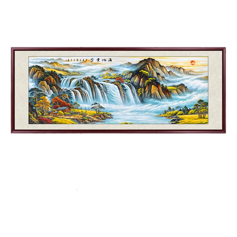 黄金满地山水画西墙客厅挂画
