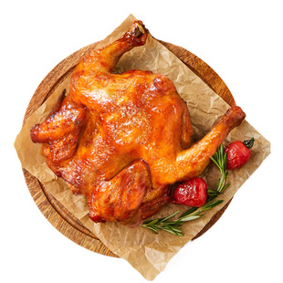 奥尔良烤鸡新鲜鸡肉家用空气炸锅半成品加热即食整只烤鸡