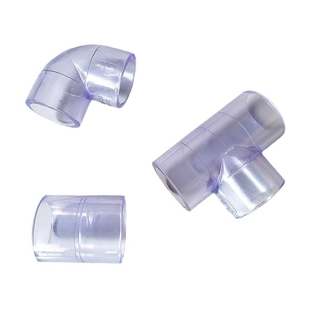 PVC管件配件90度透明直角弯头平面等径三通直通4分6分1寸1.5寸