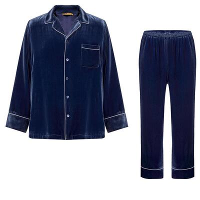 爱慕皇锦睡衣含桑蚕丝丝绒男士长袖分身家居服套装HJ22048