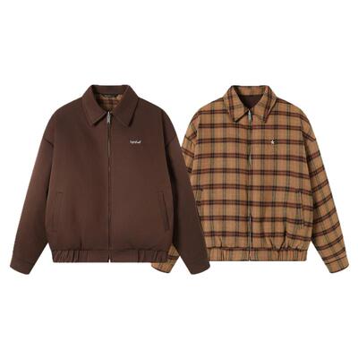 TGNS双面穿格纹棉服夹棉保暖棉衣