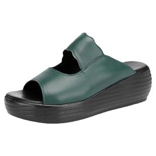 真皮拖鞋女外穿新款平跟防滑妈妈凉拖鞋大码夏季镂空女士拖鞋厚底