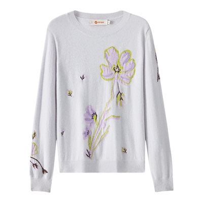 皮皮狗圆领提花羊绒套衫