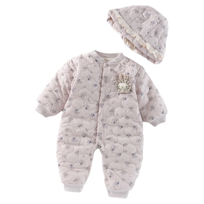 冬季婴儿加厚外出哈衣连身连体衣女宝宝外出棉哈衣爬服哈衣连身衣