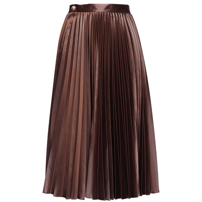 OBEG欧碧倩冬季复古金属感百褶中长款半身裙美拉德风10444006