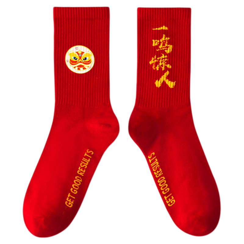 考试加油袜子男考研上岸逢考必过中筒袜女棉国潮锦鲤长袜励志礼物