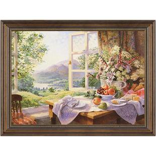 美式餐厅装饰画温馨简欧饭厅挂画餐桌墙面壁画水果油画花卉玄关画