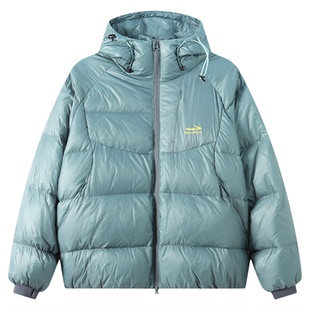 江南先生NewJNXS三防蓄热撞色拼接羽绒服冬季印花暗纹连帽面包服