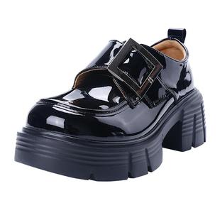 蜘蛛王女鞋2024秋季真皮乐福鞋学院风高跟单鞋增高jk小皮鞋制服鞋