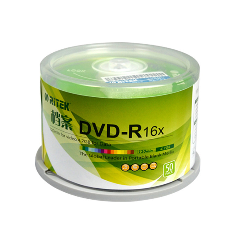 铼德RITEK 档案系列DVD-R/DVD+R光盘4.7G空白光盘50片装dvd刻录盘