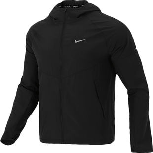 Nike耐克男子跑步夹克夏新款拒水透气梭织连帽运动外套DD4747-010