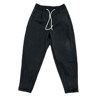 2025春季新款毛呢小脚裤男黑色百搭休闲裤男士宽松痞帅长裤哈伦裤