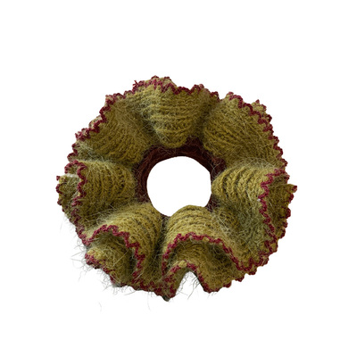 韩国森系绿色毛线针织双层发圈