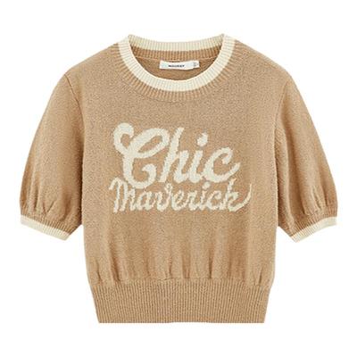 MOUSSY随性度假风拼色圆领针织衫