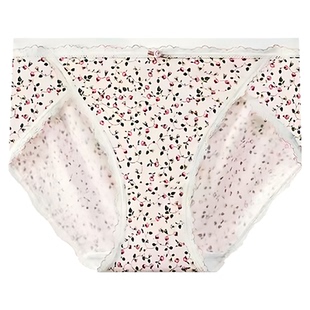 秘语内裤女2026新款无痕包臀蕾丝边抗菌中腰性感高开叉碎花三角裤