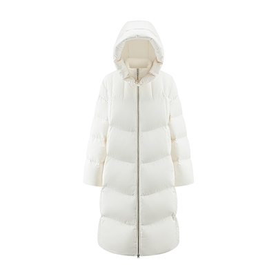 艾莱依新款可脱卸连帽长款羽绒服