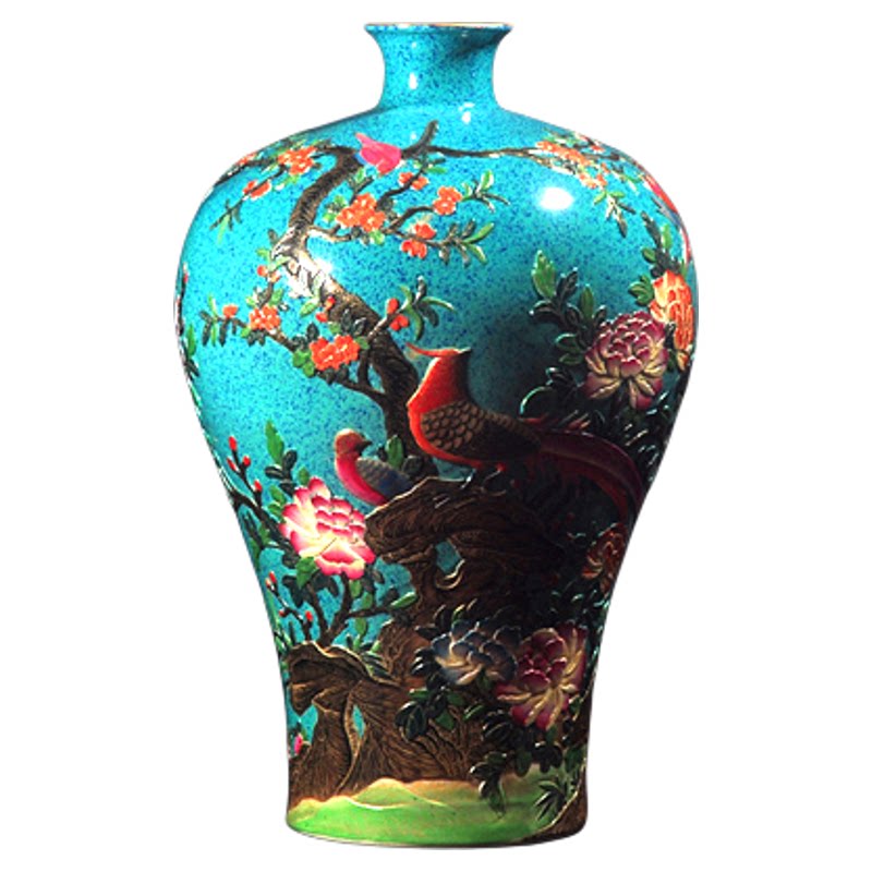 景德镇手绘珐琅彩陶瓷花瓶精品