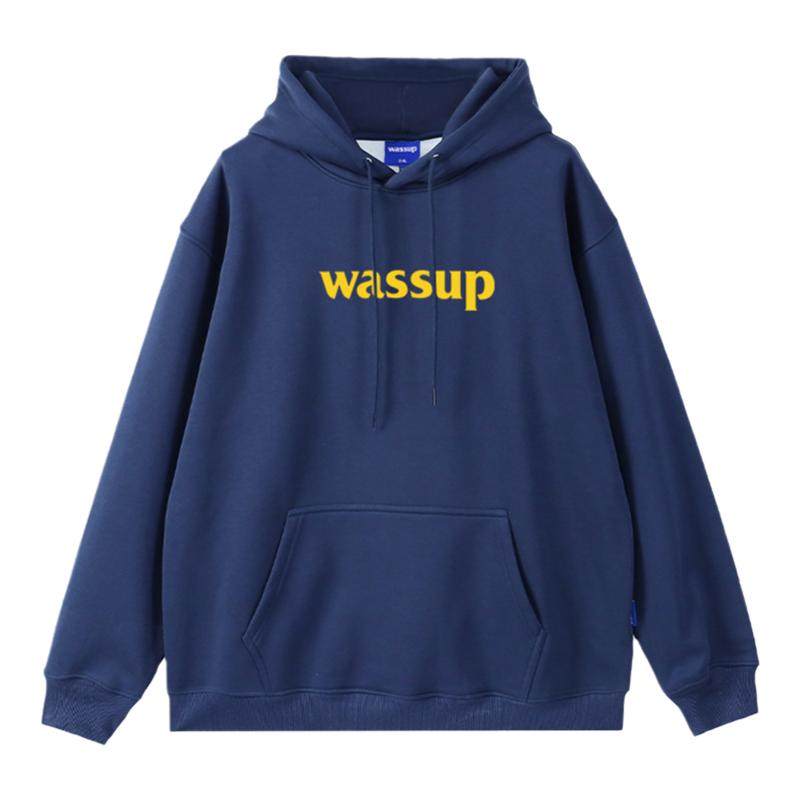 WASSUP潮牌字母连帽卫衣情侣款