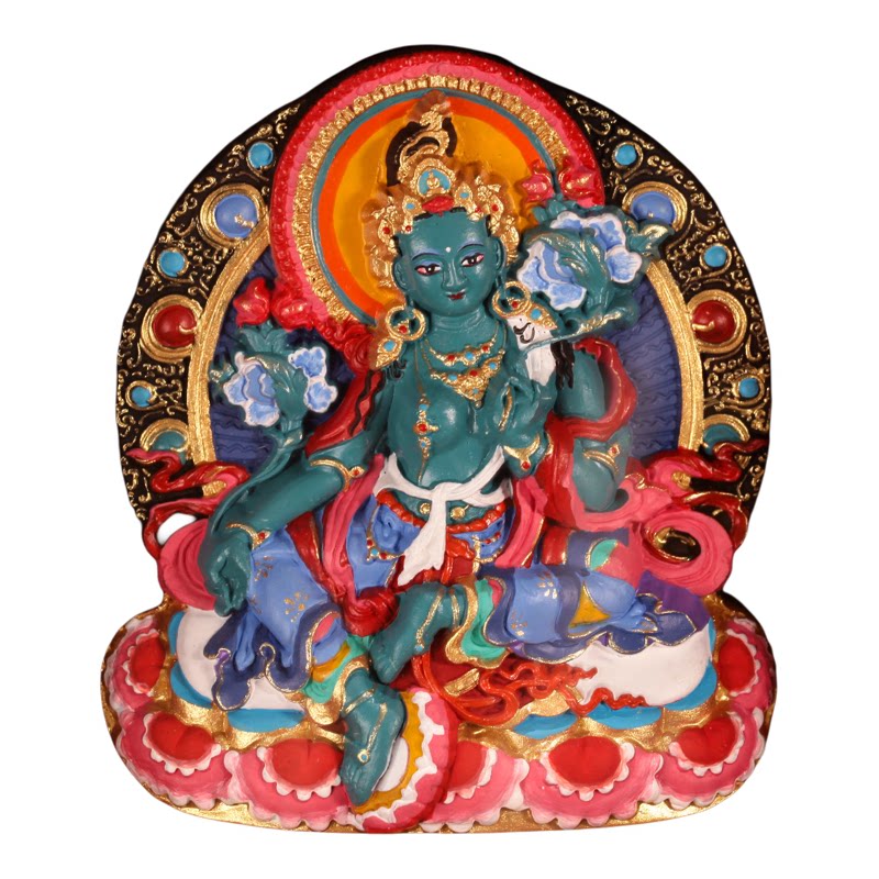 藏式红泥擦擦财神六臂供摆件