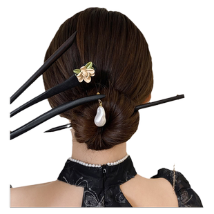 新中式木质发簪女古风汉服旗袍簪子配饰发詹盘发发钗马面裙头饰