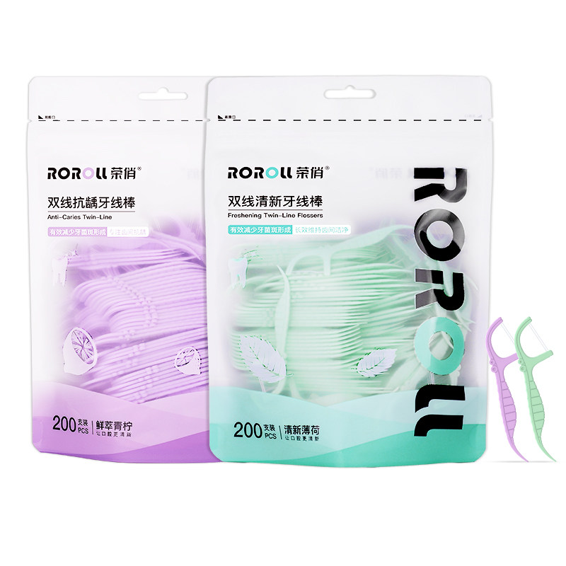 荣俏双线牙线棒超细清新薄荷抗龋