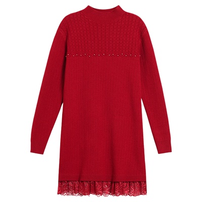 恒源祥半高领加绒加厚羊毛衫女