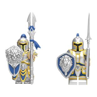 中国积木魔兽世界联盟暴风城近卫兵铁甲兵人仔第三方拼装益智玩具