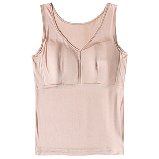 全桑蚕丝防凸点带胸垫背心免穿文胸一体式打底内衣真丝带胸罩睡衣