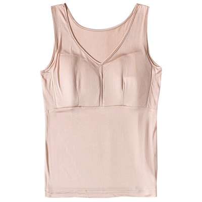 防凸点背心桑蚕丝免穿文胸女