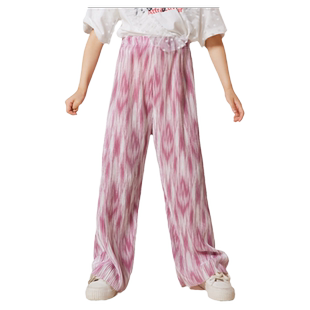 ask童装女童裤子2025夏装薄款休闲柔软舒适儿童凉感阔腿裤