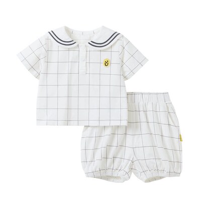 papa爬爬夏季宝宝套装男女海军领