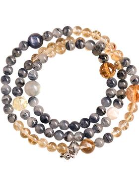 蓝兔毛水晶手串天然补水土女款叠戴双圈转运聚财招财手饰女士夏天