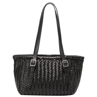 fed树膏牛皮手工编织包腋下包托特包单肩包菜篮子包子母包BFA9533