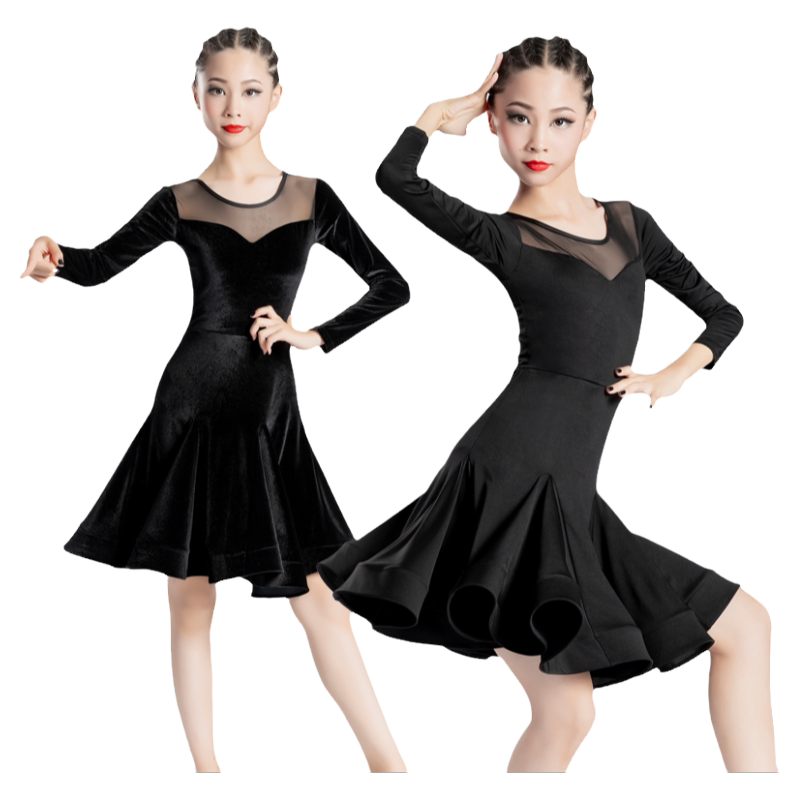 少儿拉丁舞蹈服专业比赛服女儿童表演服规定服练功服连衣裙大摆裙