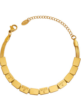 简约钛钢镀18K金LOVE手链女款