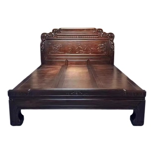 南美紫檀木全实木床加厚加粗全榫卯工艺大床双人古典雕花主卧婚床