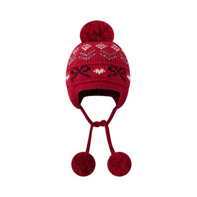 Himade秋冬季蝴蝶结费尔岛针织帽子女韩系加绒加厚保暖护耳毛线帽