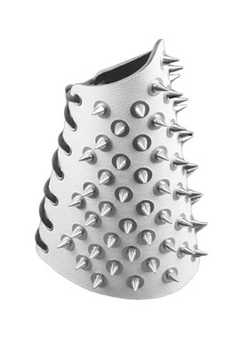 尖刺铆钉米白荔枝纹圆形垫片手链