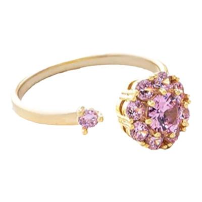 轻奢时尚旋转气质粉色戒指超闪女