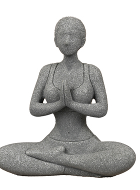 中式美女瑜伽石材装饰摆件