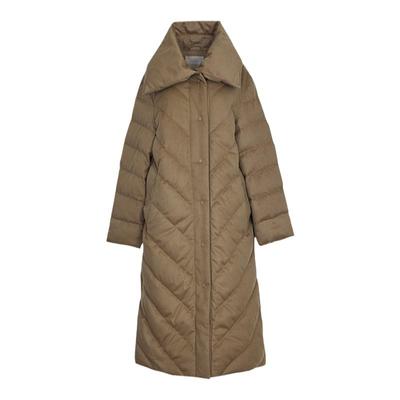 墨蒂珂羊毛长款翻领白鸭绒羽绒服