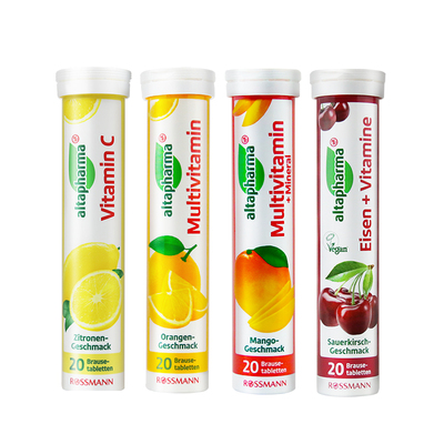 德国进口 Altapharma 复合维生素矿物质泡腾片 柠檬味 20片*4支